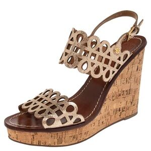 Tory Burch Nori Metallic Wedge Sandals